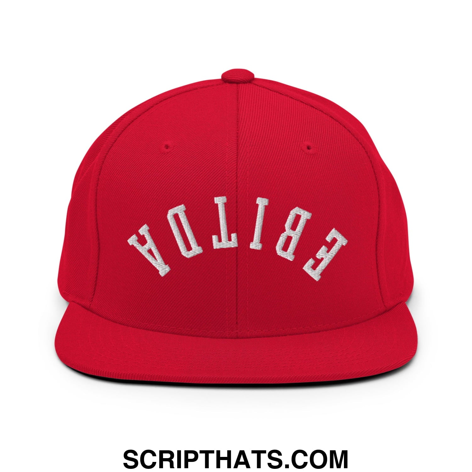 Upside Down EBITDA Embroidered Flat Bill Brim Snapback Hat Red