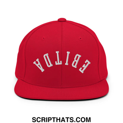 Upside Down EBITDA Embroidered Flat Bill Brim Snapback Hat Red