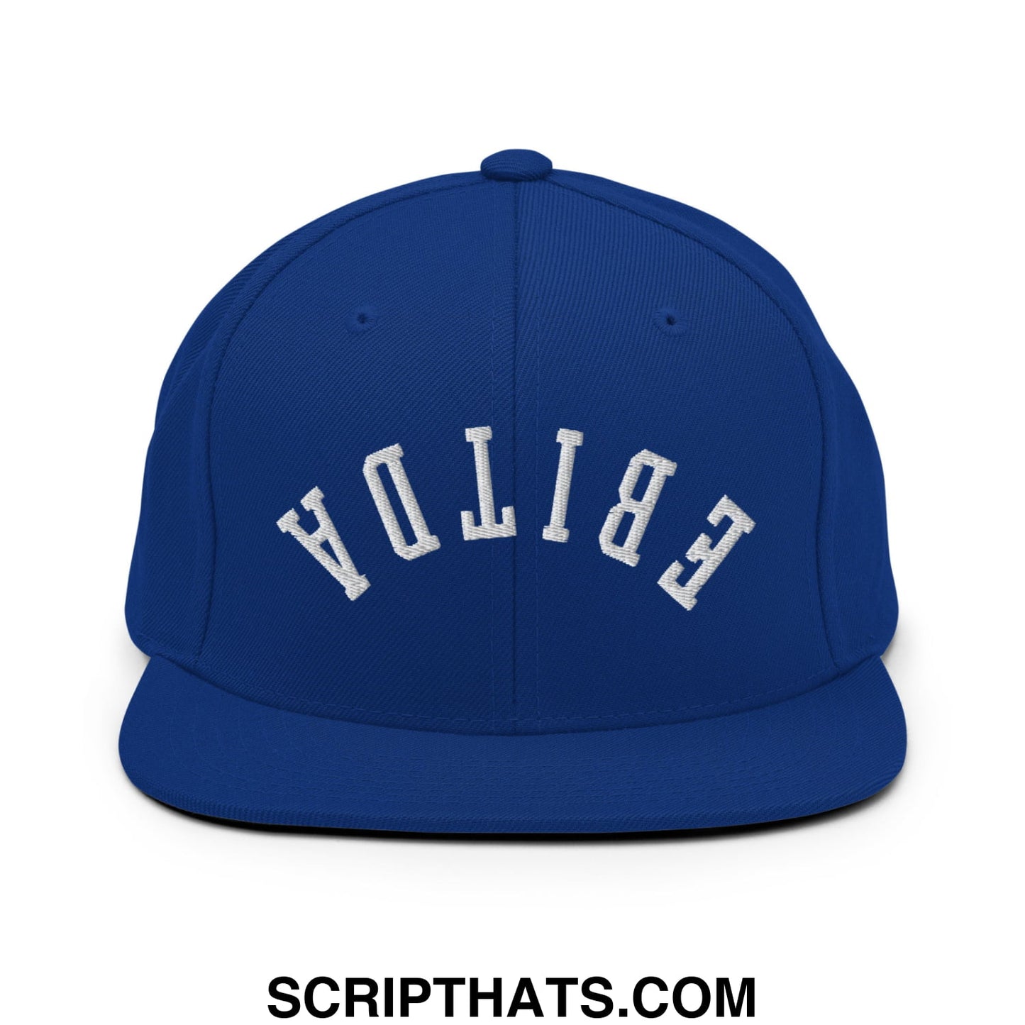 Upside Down EBITDA Embroidered Flat Bill Brim Snapback Hat Royal Blue