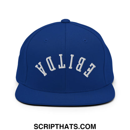 Upside Down EBITDA Embroidered Flat Bill Brim Snapback Hat Royal Blue