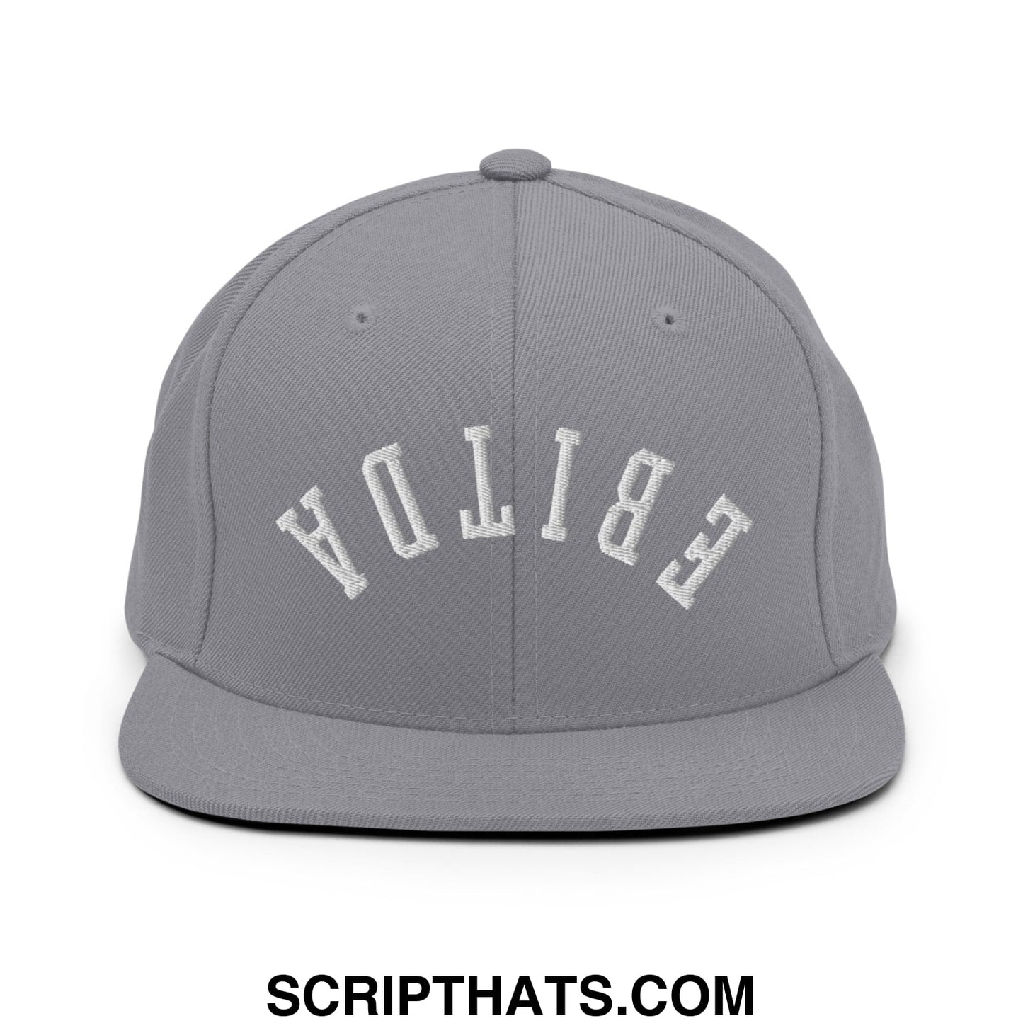 Upside Down EBITDA Embroidered Flat Bill Brim Snapback Hat Silver