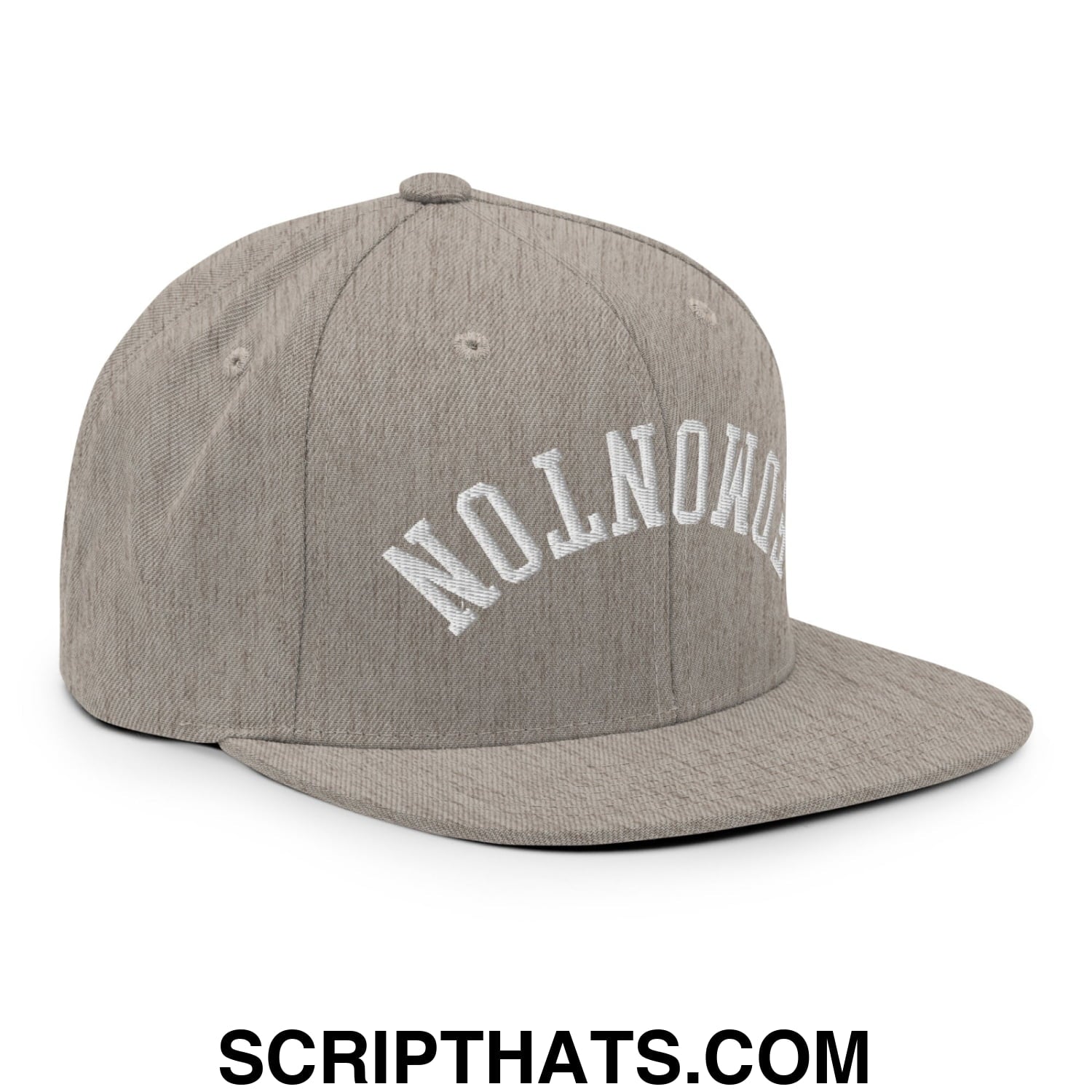 Upside Down Edmonton Embroidered Flat Bill Brim Snapback Hat Heather Grey