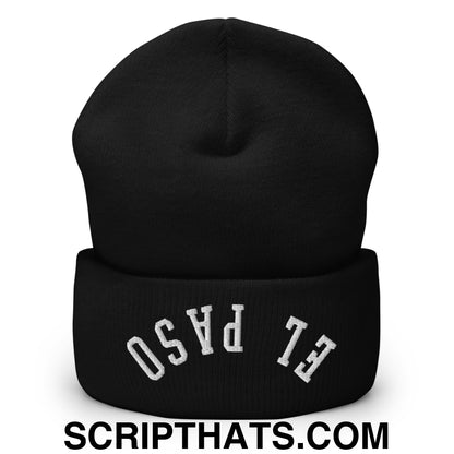 Upside Down El Paso Embroidered Cuffed Knit Beanie Black
