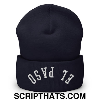 Upside Down El Paso Embroidered Cuffed Knit Beanie Navy