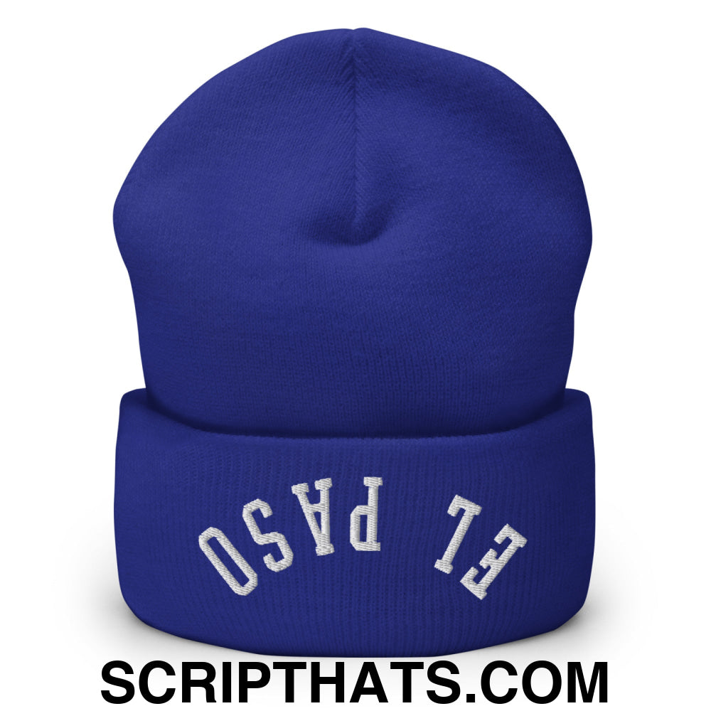 Upside Down El Paso Embroidered Cuffed Knit Beanie Royal