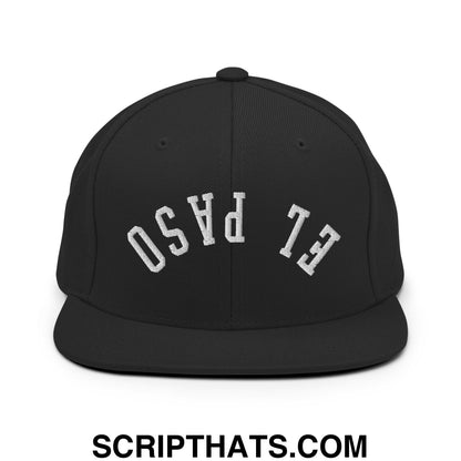 Upside Down El Paso Embroidered Flat Bill Brim Snapback Hat Black