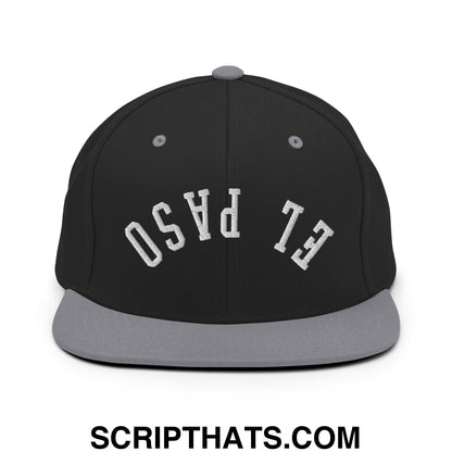 Upside Down El Paso Embroidered Flat Bill Brim Snapback Hat Black Silver