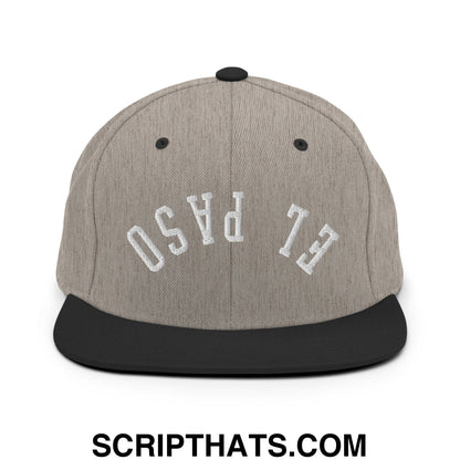 Upside Down El Paso Embroidered Flat Bill Brim Snapback Hat Heather Black