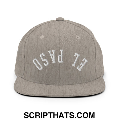 Upside Down El Paso Embroidered Flat Bill Brim Snapback Hat Heather Grey
