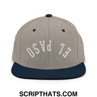Upside Down El Paso Embroidered Flat Bill Brim Snapback Hat Heather Grey Navy