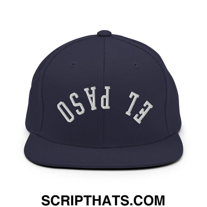 Upside Down El Paso Embroidered Flat Bill Brim Snapback Hat Navy