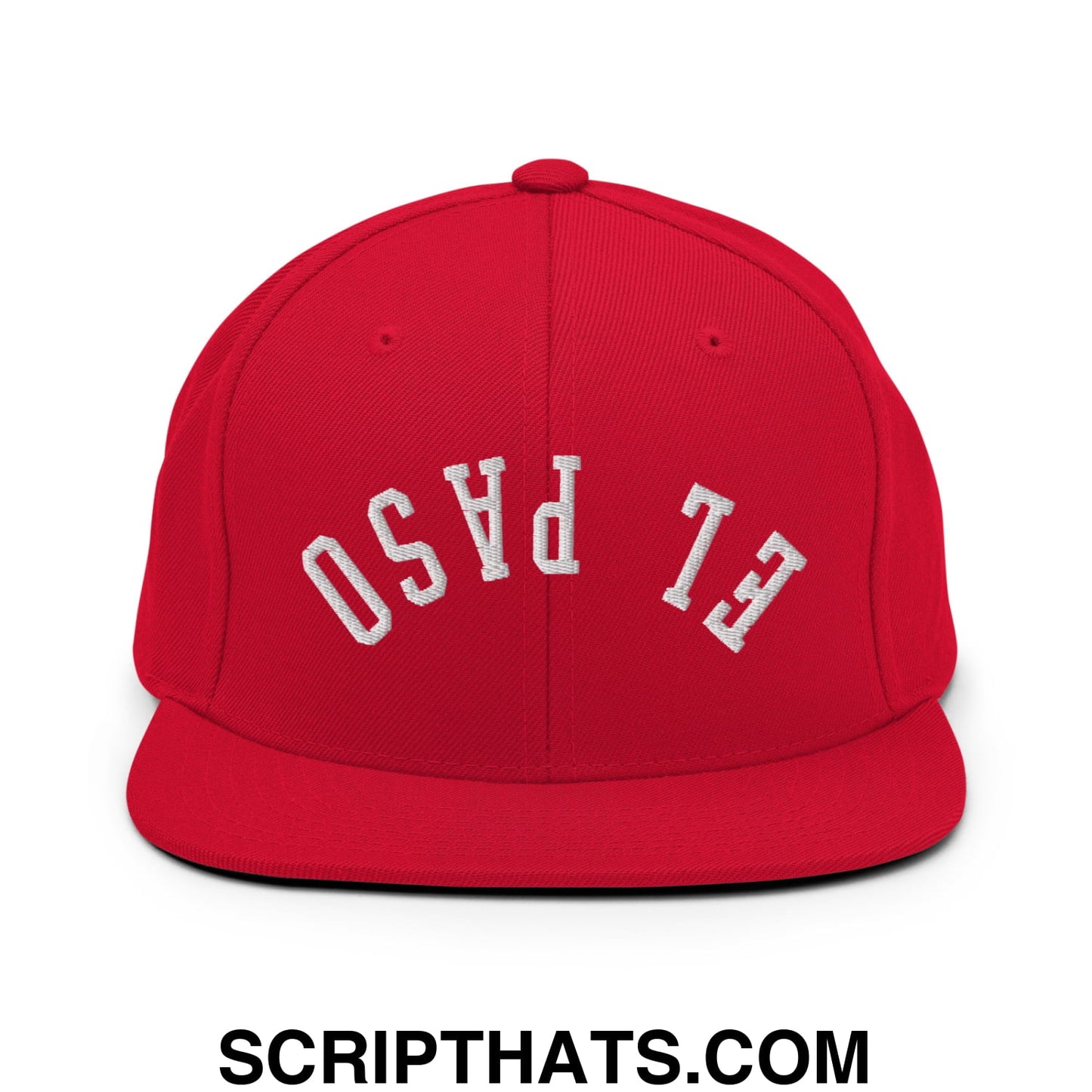 Upside Down El Paso Embroidered Flat Bill Brim Snapback Hat Red