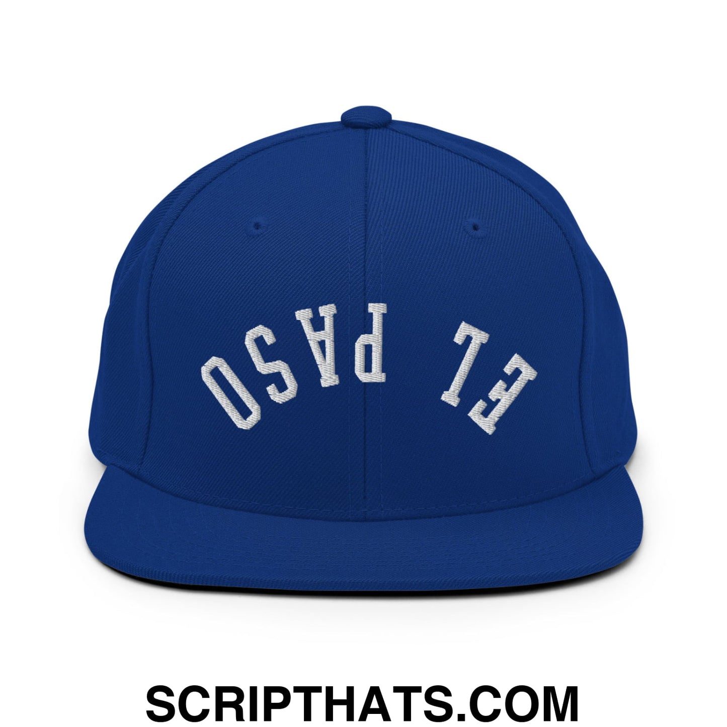 Upside Down El Paso Embroidered Flat Bill Brim Snapback Hat Royal Blue