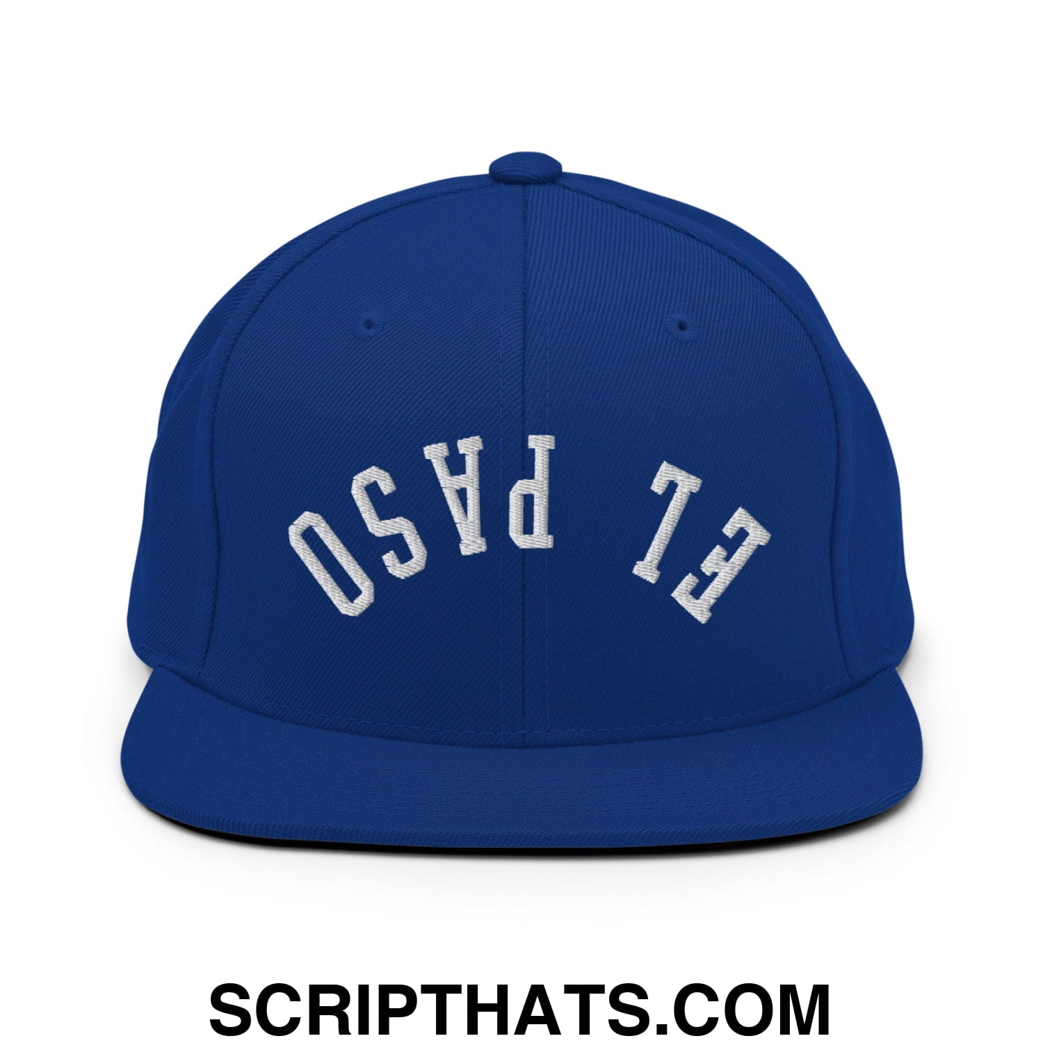Upside Down El Paso Embroidered Flat Bill Brim Snapback Hat Royal Blue