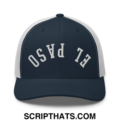 Upside Down El Paso Embroidered Mesh Trucker Hat Navy White