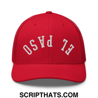 Upside Down El Paso Embroidered Mesh Trucker Hat Red