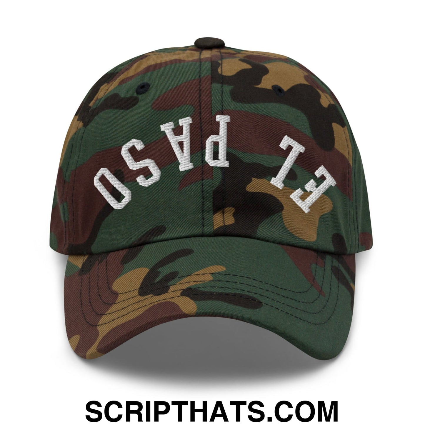 Upside Down El Paso Embroidered Unstructured Dad Hat Green Camo