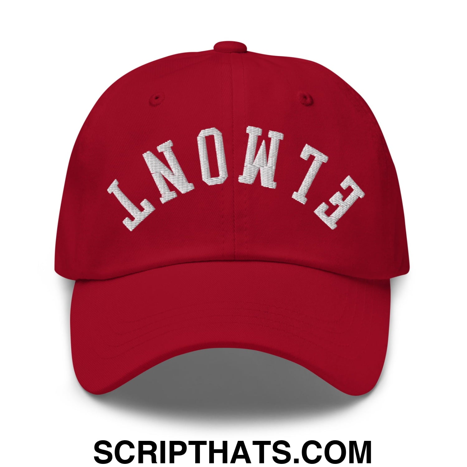 Upside Down Elmont Embroidered Unstructured Dad Hat Cranberry