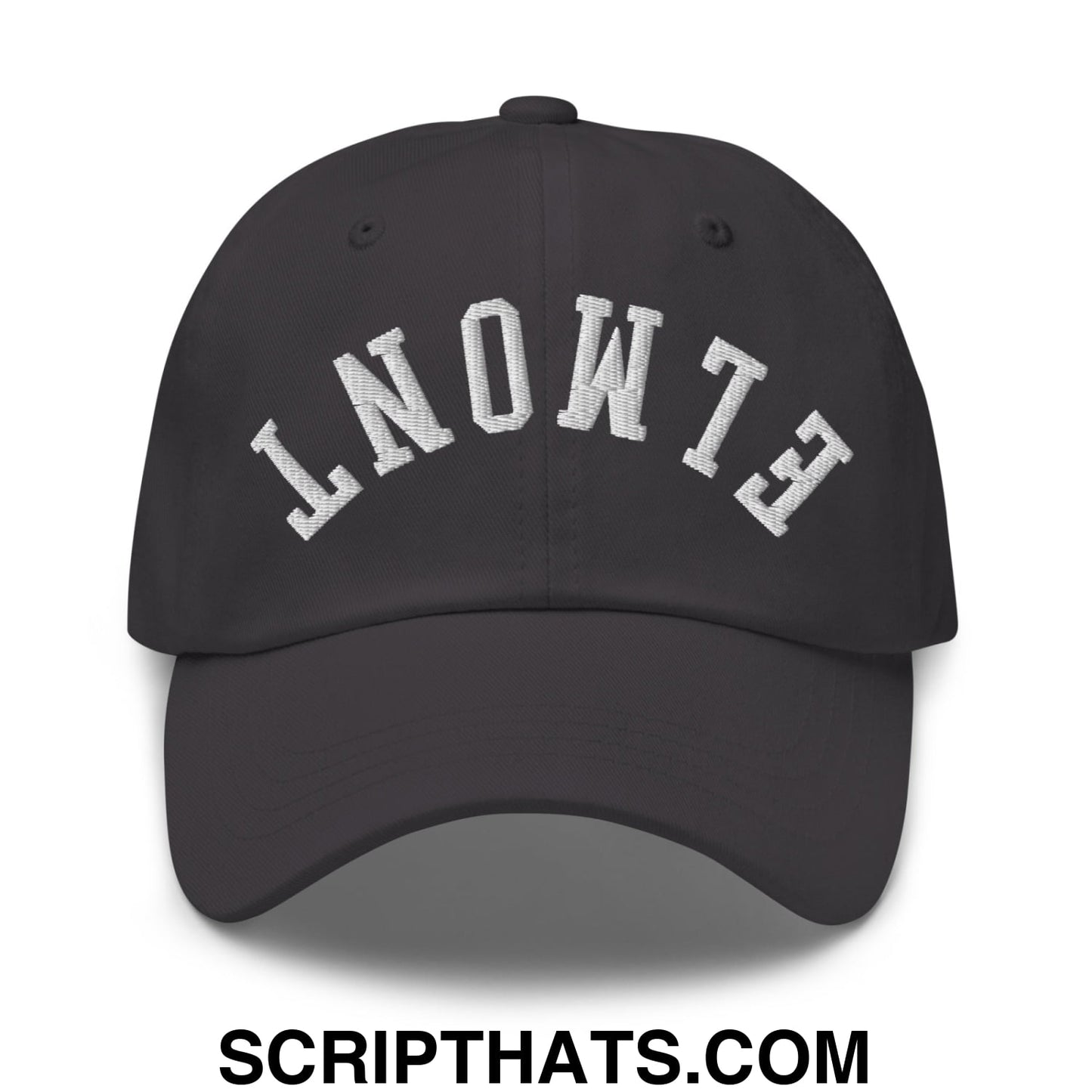 Upside Down Elmont Embroidered Unstructured Dad Hat Dark Grey