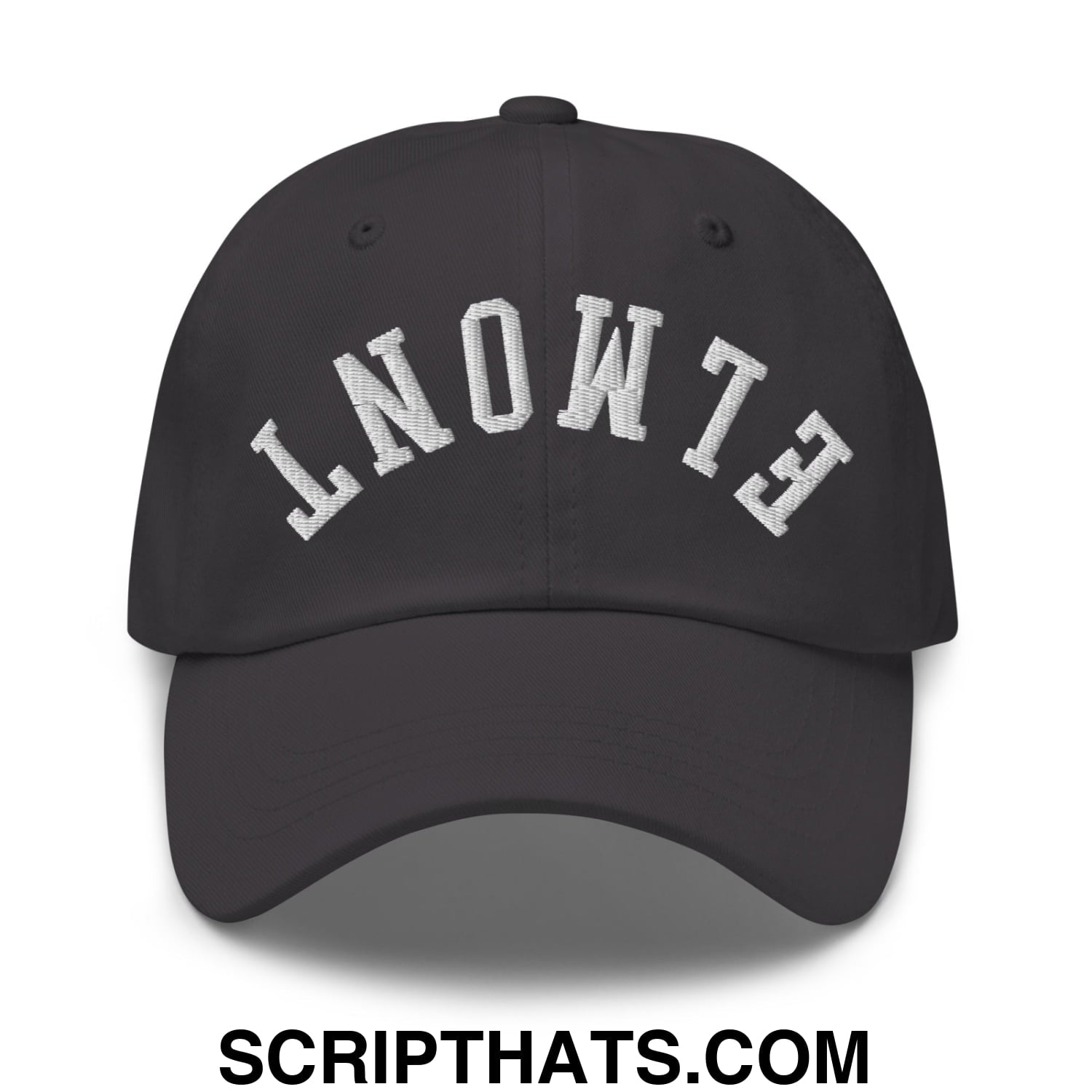 Upside Down Elmont Embroidered Unstructured Dad Hat Dark Grey