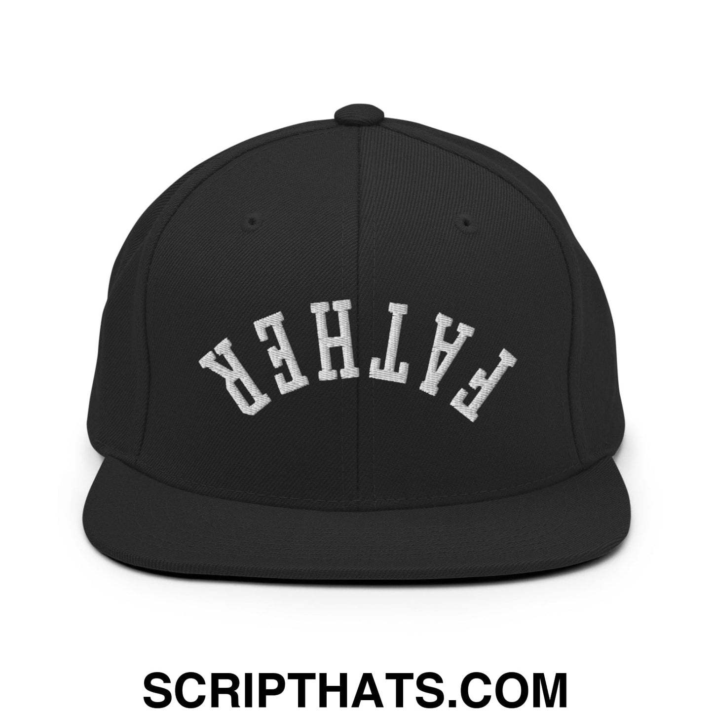 Upside Down Father Embroidered Flat Bill Brim Snapback Hat Black