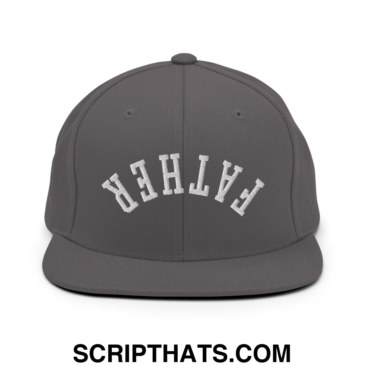 Upside Down Father Embroidered Flat Bill Brim Snapback Hat Dark Grey
