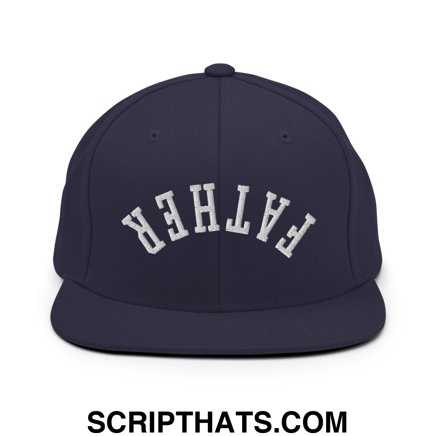 Upside Down Father Embroidered Flat Bill Brim Snapback Hat Navy