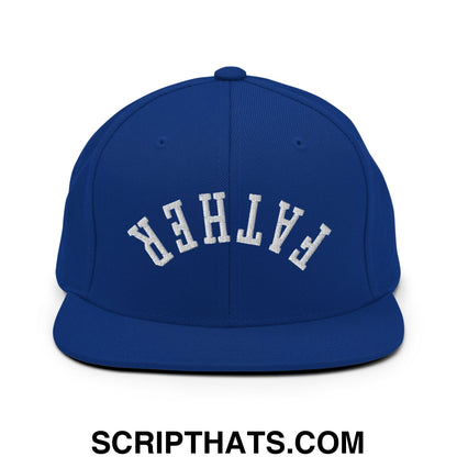 Upside Down Father Embroidered Flat Bill Brim Snapback Hat Royal Blue