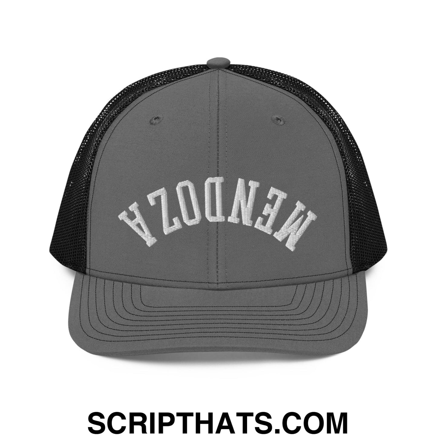Upside Down Fernando Mendoza 2026 Raiders Draft Day Embroidered Classic Mesh Trucker Hat Charcoal Black