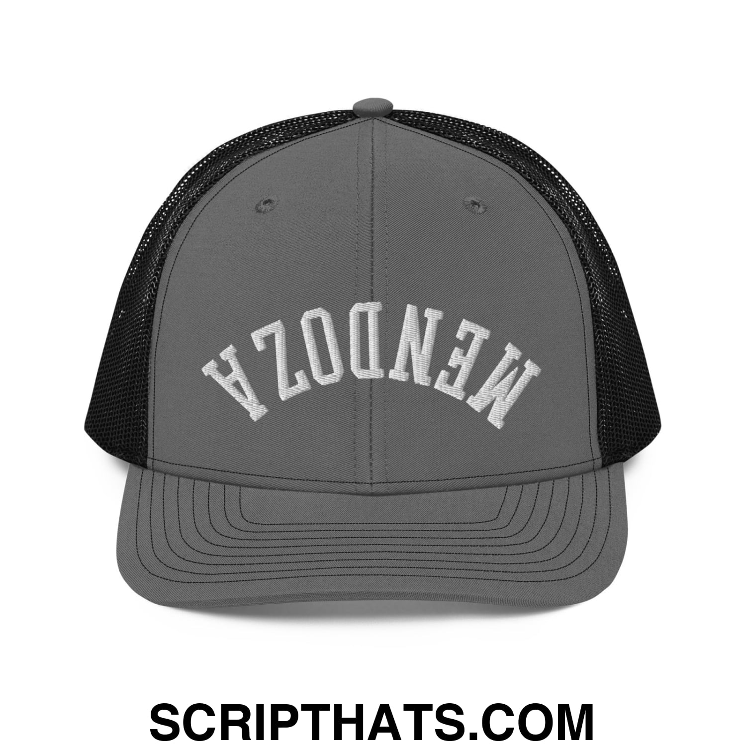 Upside Down Fernando Mendoza 2026 Raiders Draft Day Embroidered Classic Mesh Trucker Hat Charcoal Black