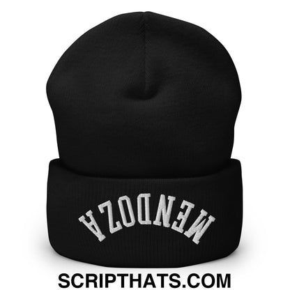 Upside Down Fernando Mendoza 2026 Raiders Draft Day Embroidered Knit Cuffed Beanie Black