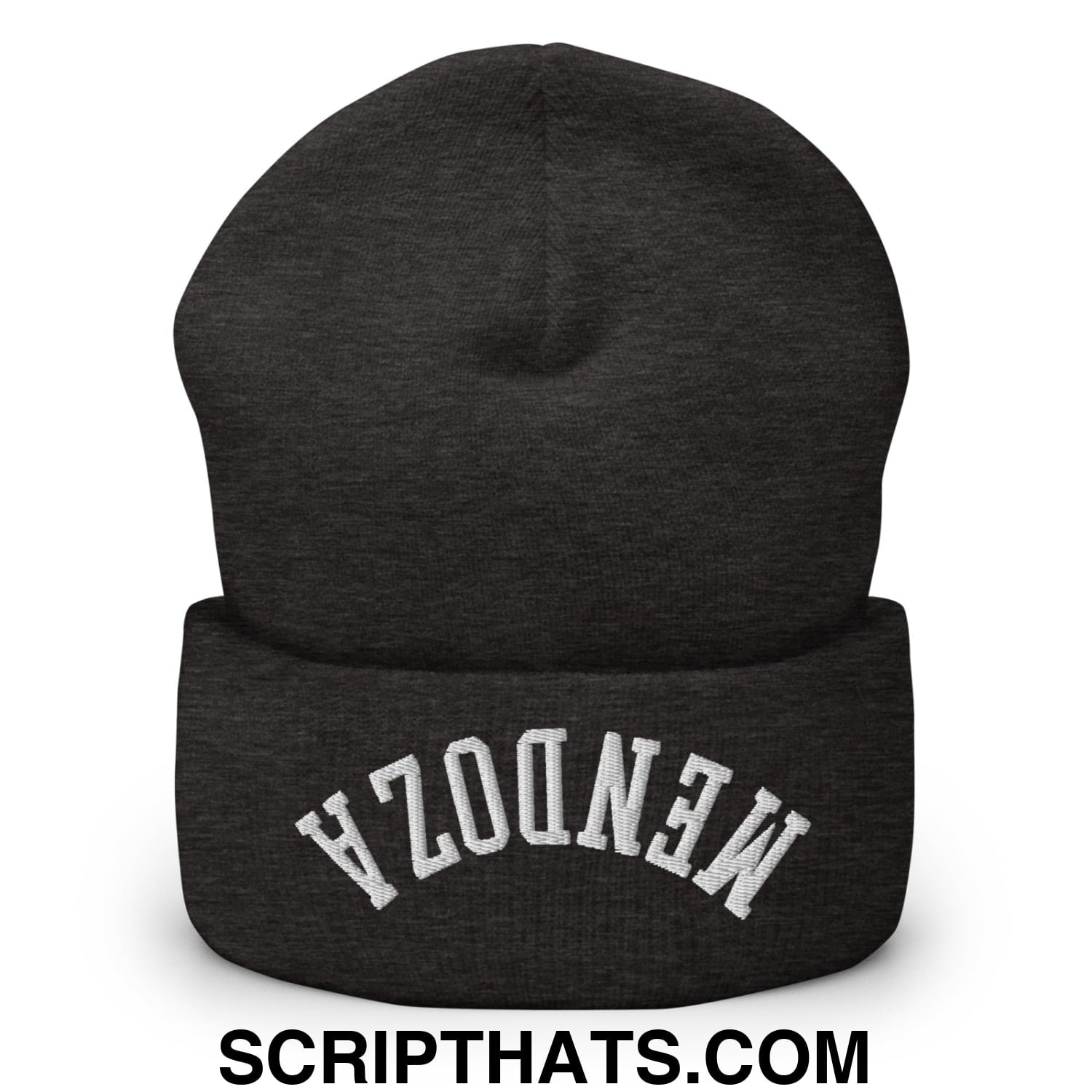 Upside Down Fernando Mendoza 2026 Raiders Draft Day Embroidered Knit Cuffed Beanie Dark Grey