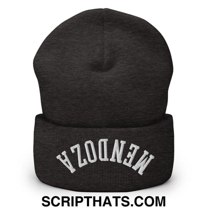 Upside Down Fernando Mendoza 2026 Raiders Draft Day Embroidered Knit Cuffed Beanie Dark Grey