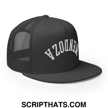 Upside Down Fernando Mendoza 2026 Raiders Draft Day Embroidered Mesh Flat Bill Brim Trucker Hat Charcoal