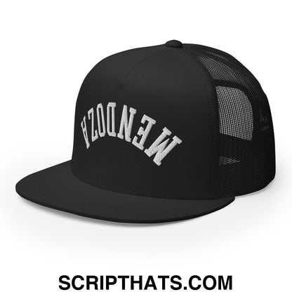 Upside Down Fernando Mendoza 2026 Raiders Draft Day Embroidered Mesh Flat Bill Brim Trucker Hat Black