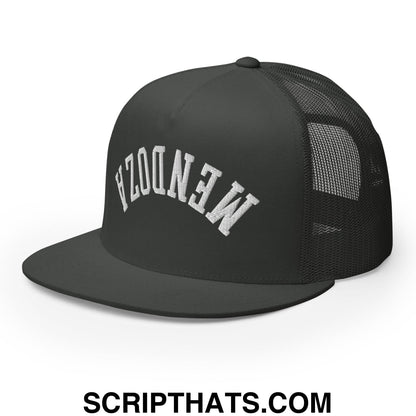 Upside Down Fernando Mendoza 2026 Raiders Draft Day Embroidered Mesh Flat Bill Brim Trucker Hat Charcoal