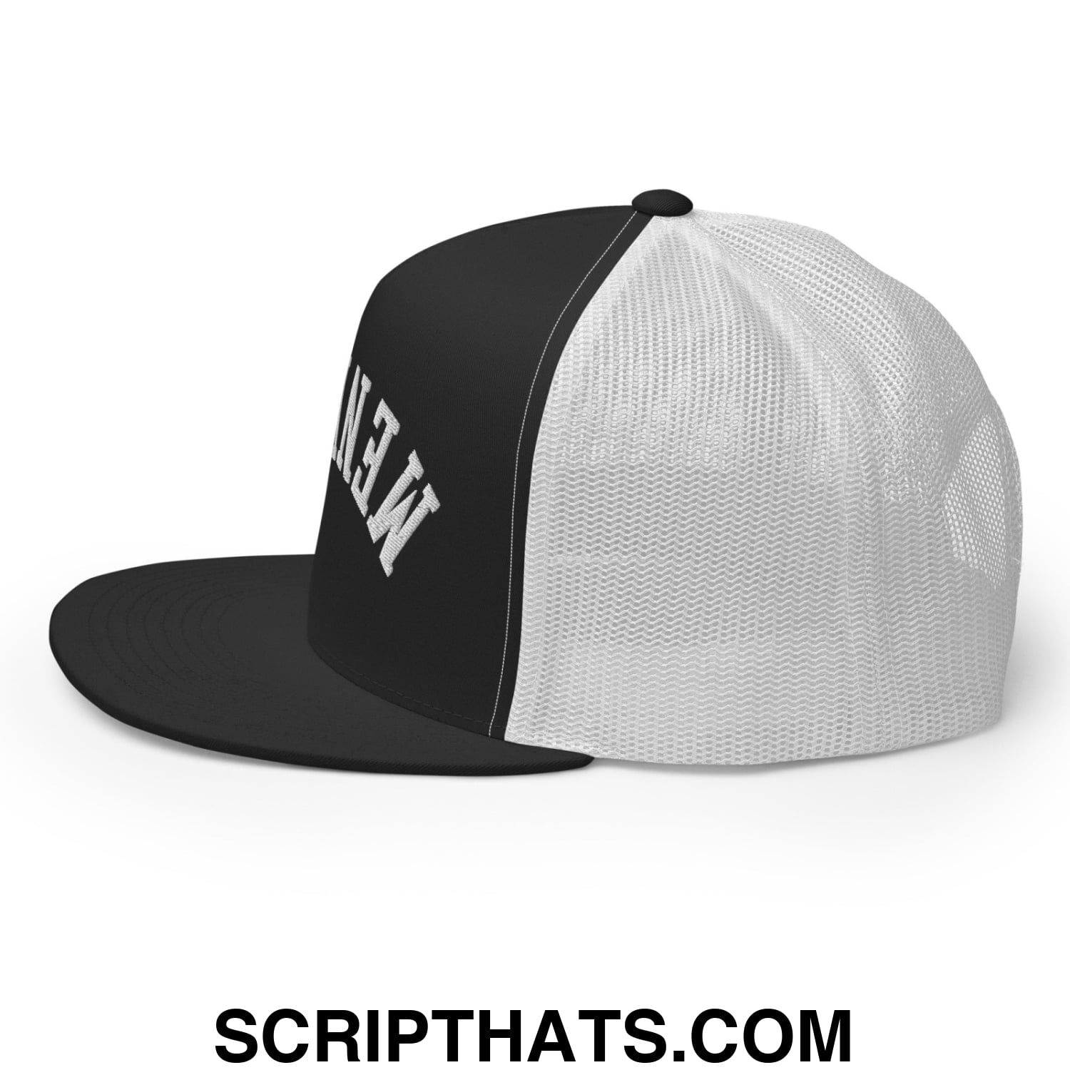 Upside Down Fernando Mendoza 2026 Raiders Draft Day Embroidered Mesh Flat Bill Brim Trucker Hat Black White