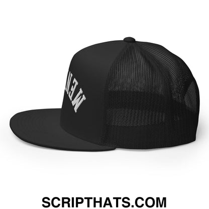 Upside Down Fernando Mendoza 2026 Raiders Draft Day Embroidered Mesh Flat Bill Brim Trucker Hat Black
