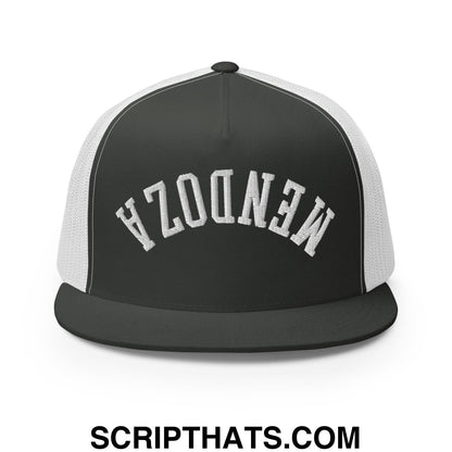 Upside Down Fernando Mendoza 2026 Raiders Draft Day Embroidered Mesh Flat Bill Brim Trucker Hat Charcoal White