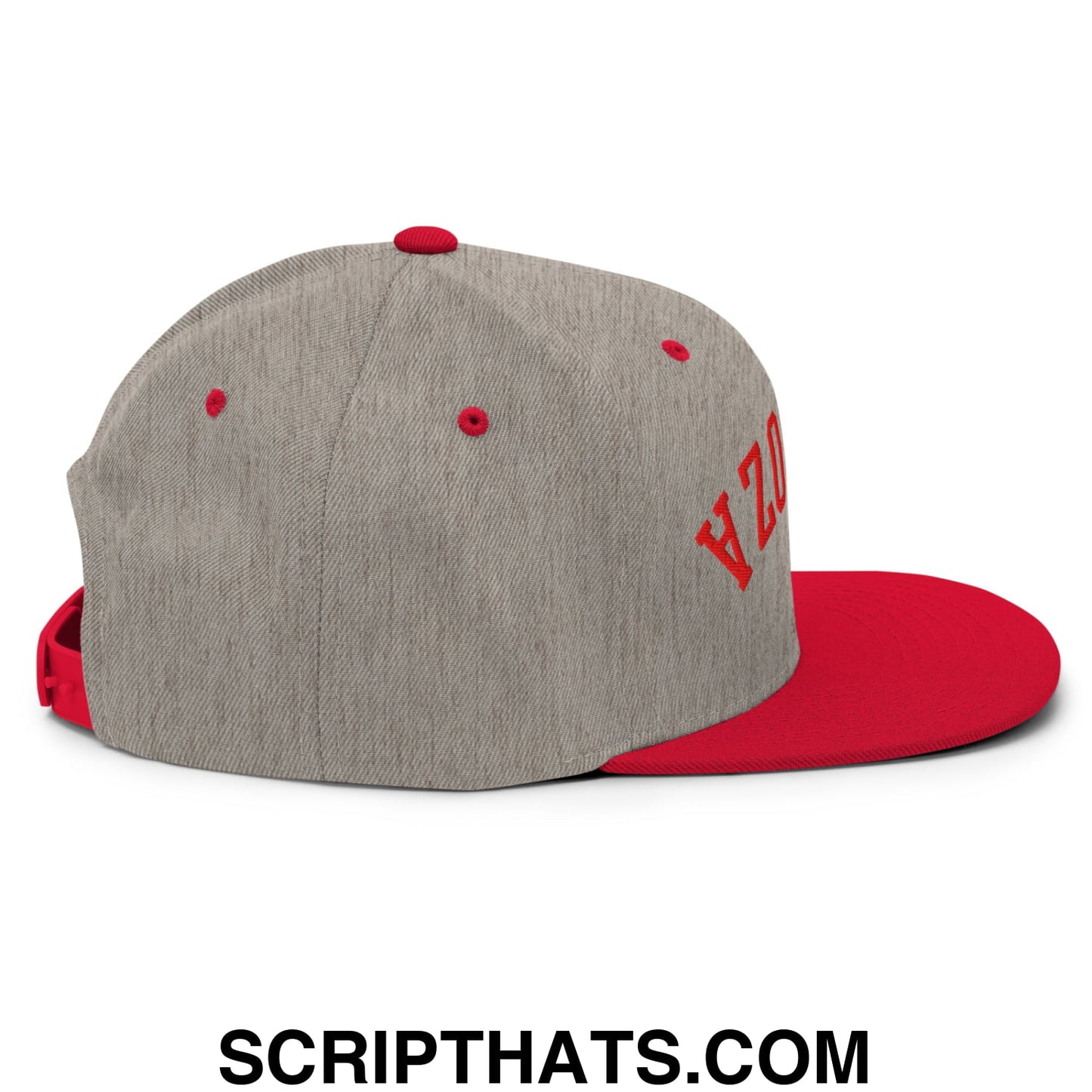 Gray and red snapback cap with embroidered az on the side flat bill brim football hat by Fernando Mendoza