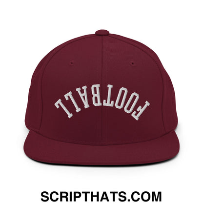 Upside Down Football Embroidered Flat Bill Brim Snapback Hat Maroon