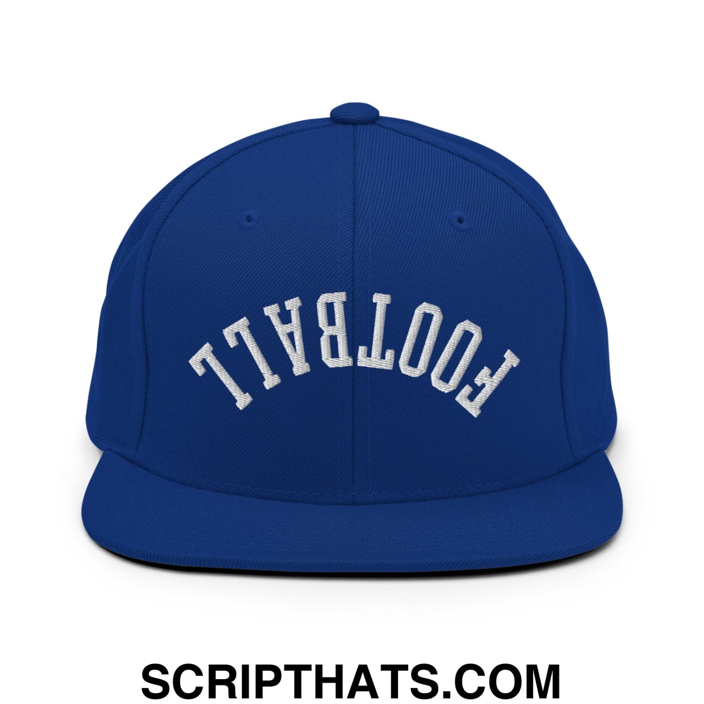 Upside Down Football Embroidered Flat Bill Brim Snapback Hat Royal Blue