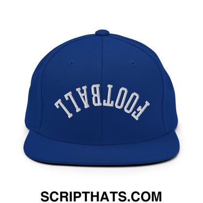 Upside Down Football Embroidered Flat Bill Brim Snapback Hat Royal Blue