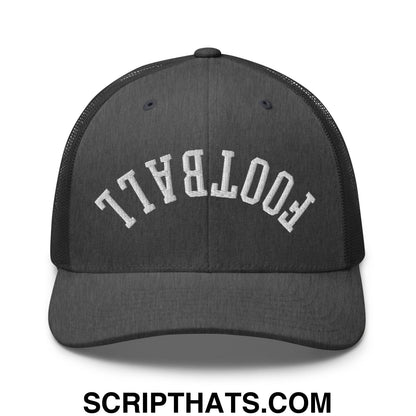 Upside Down Football Embroidered Mesh Trucker Hat Dark Heather Gray