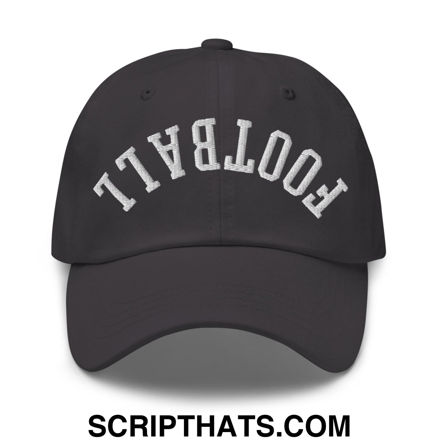 Upside Down Football Embroidered Unstructured Dad Hat Dark Grey