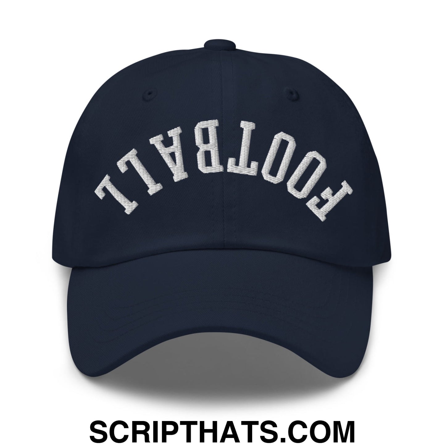Upside Down Football Embroidered Unstructured Dad Hat Navy