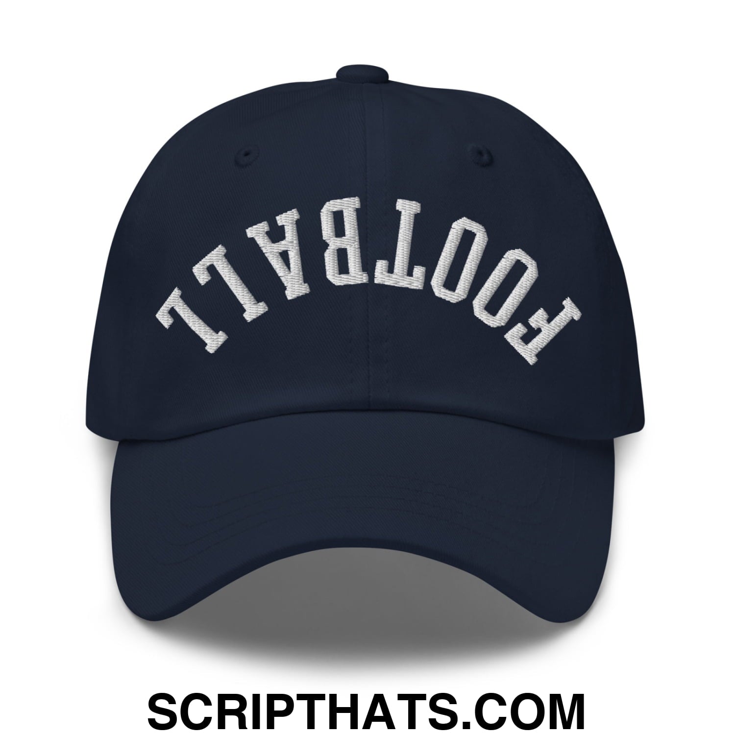 Upside Down Football Embroidered Unstructured Dad Hat Navy
