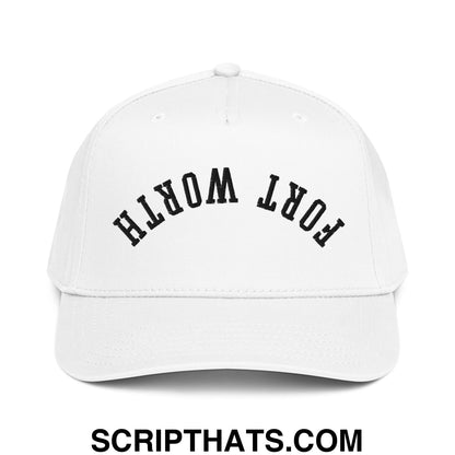 Upside Down Fort Worth Embroidered Baseball Snapback Hat White