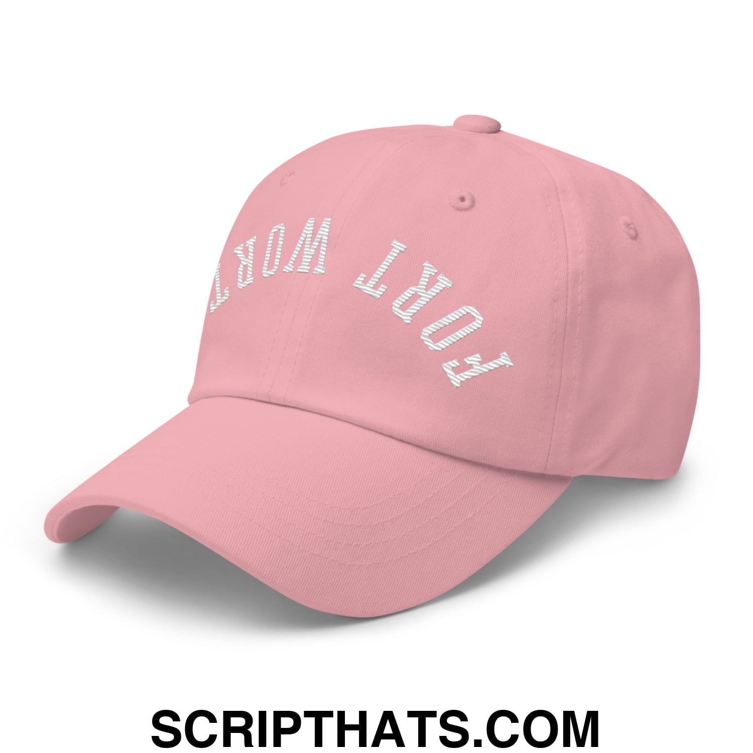 Upside Down Fort Worth Embroidered Unstructured Dad Hat Pink