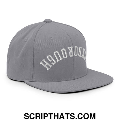 Upside Down Foxborough Embroidered Flat Bill Brim Snapback Hat Silver